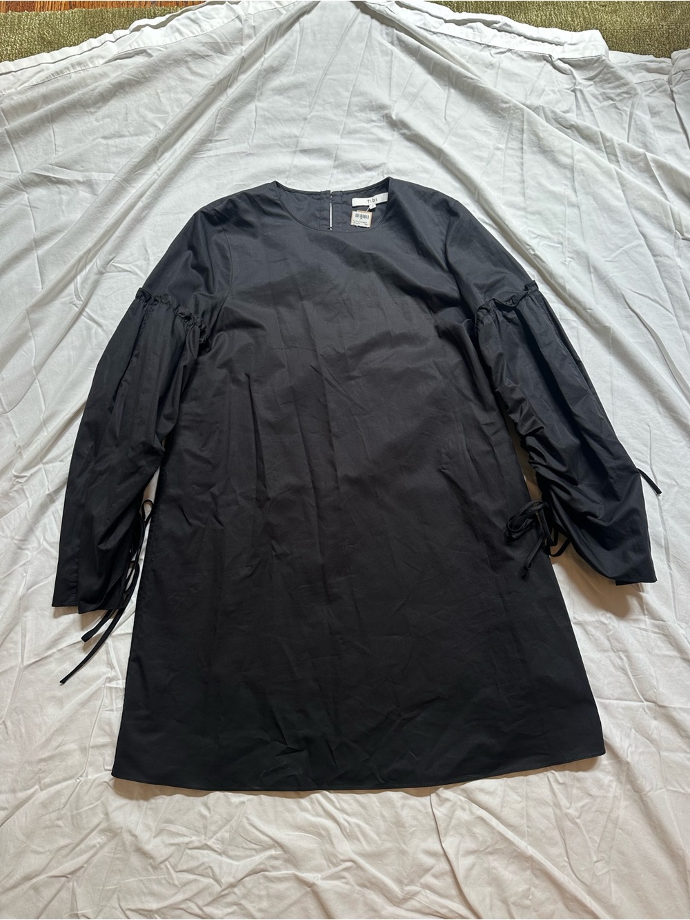 [BRAND NEW] Tibi Black Long Sleeve Tie-Sleeve Dress
